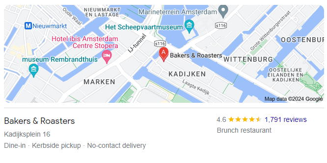 Bakers & Roasters google map and google reviews