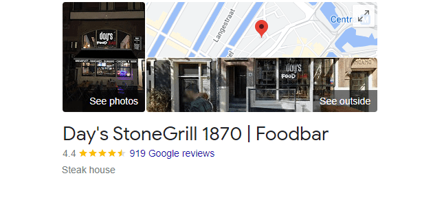 Day’s Stone Grill 1870 Amsterdam burger restaurant - map location and customer reviews