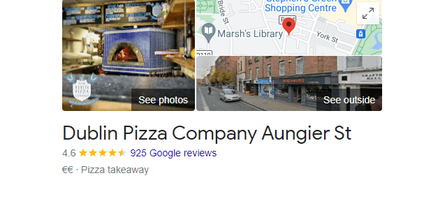 Dublin Pizza Company Aungier St customer reviews and map location