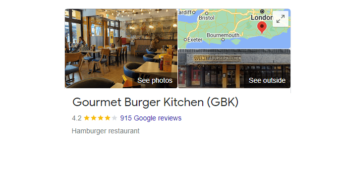 Gourmet Burger Kitchen (GBK) dublin customer reviews and map location