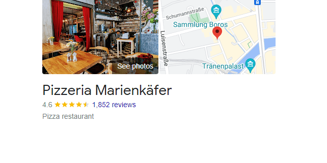 Pizzeria Marienkäfer Berlin Restaurant - customer reviews and map location