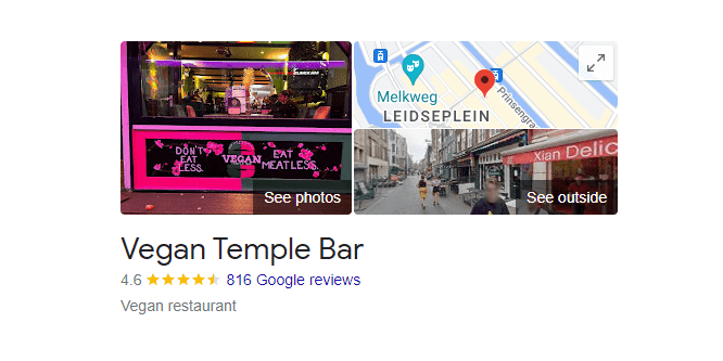 Vegan temple bar Amsterdam - customer reviews and map location