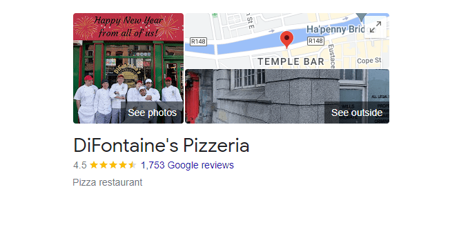 difontaine's pizzeria dublin customer reviews and map location