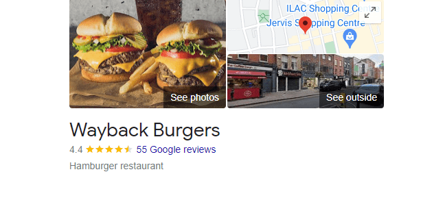 wayback burger restaurant dublin D1, 62 Mary St, North City reviews and map locations