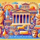 A vibrant, colorful, and inviting header image for an article titled 'Best Museums in Athens.' lively and cozy atmosphere