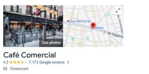 Café Comercial Madrid - Google Review