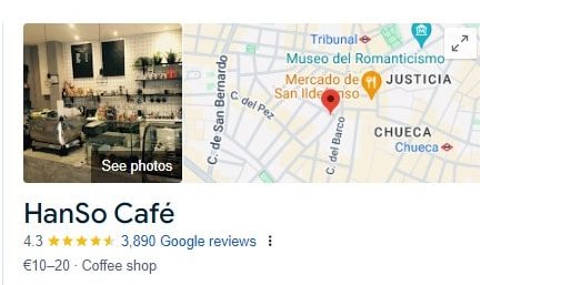 HanSo Café Madrid - Google Review