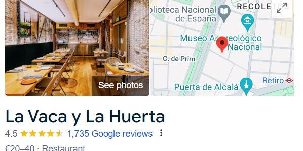 La Vaca y La Huerta Madrid - Google review