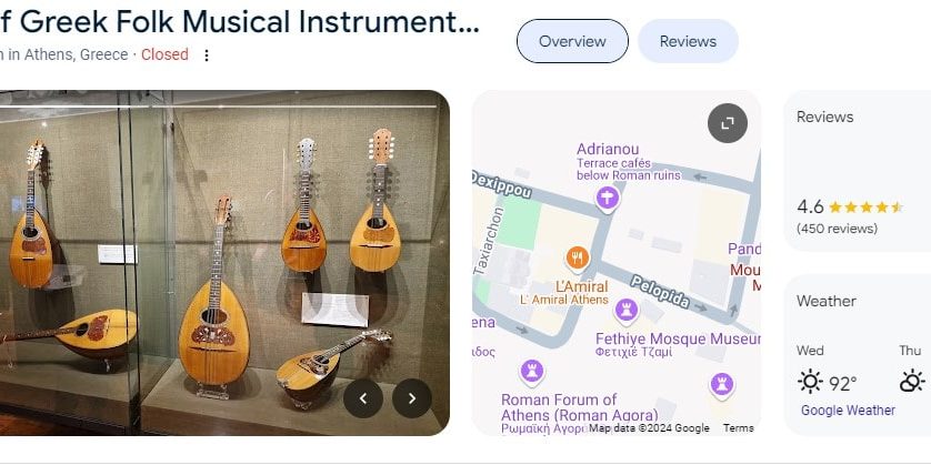 Museum of Greek Folk Musical Instruments Athina - Google Review